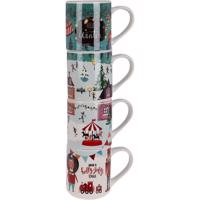 4 darabos bögrékből álló készlet Winter, 265 ml,porcelán