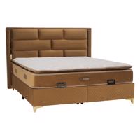 Boxspring ágy 180x200, világosbarna, GOLDBIA