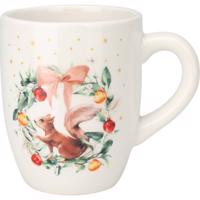 Mókus koszorú karácsonyi porcelán bögre, 350 ml