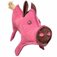 PafDog Pinky malacka kutyajáték bőrből és jutából, 28 cm-es