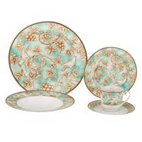 TEMPO-KONDELA DONATELLA TURQUOISE, étkészlet, 20 db-os szett, porcelán